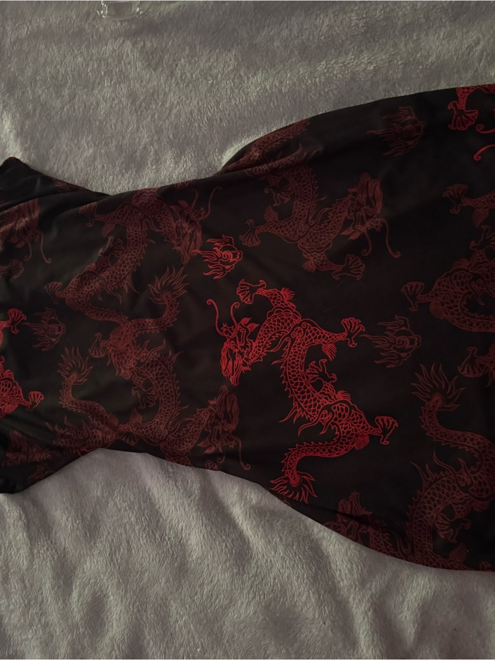 Othr Black Strapless Dress with Red Dragon Print